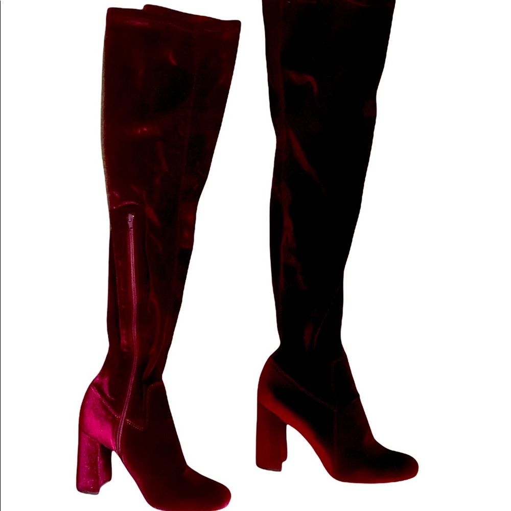 Velvet over the knee sock boots